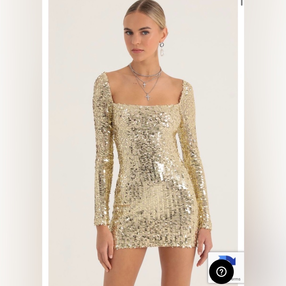 Giulia Sequin Mesh Dress In Gold